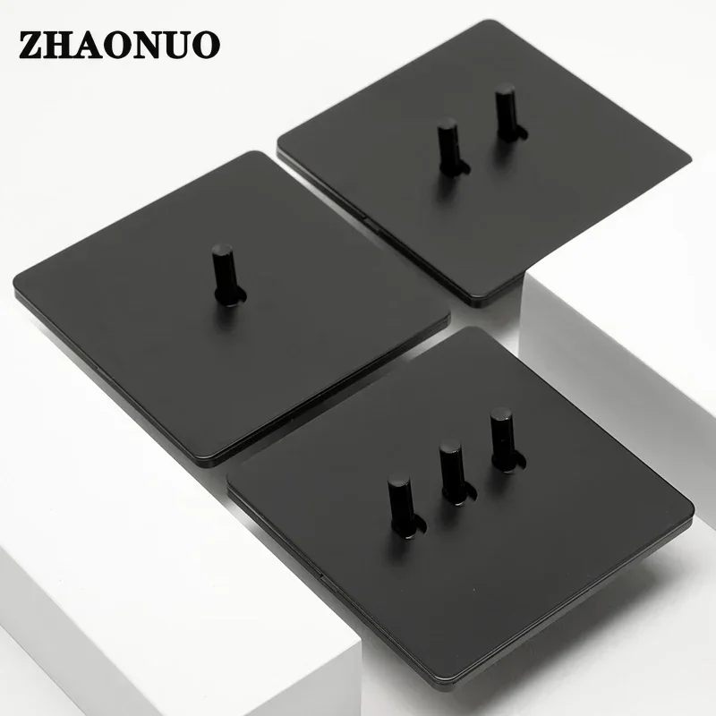 Wall Light Toggle Switch Matte Black Stainless Steel Panel 1-4 Gang 2 Way Switch EU Socket For Home