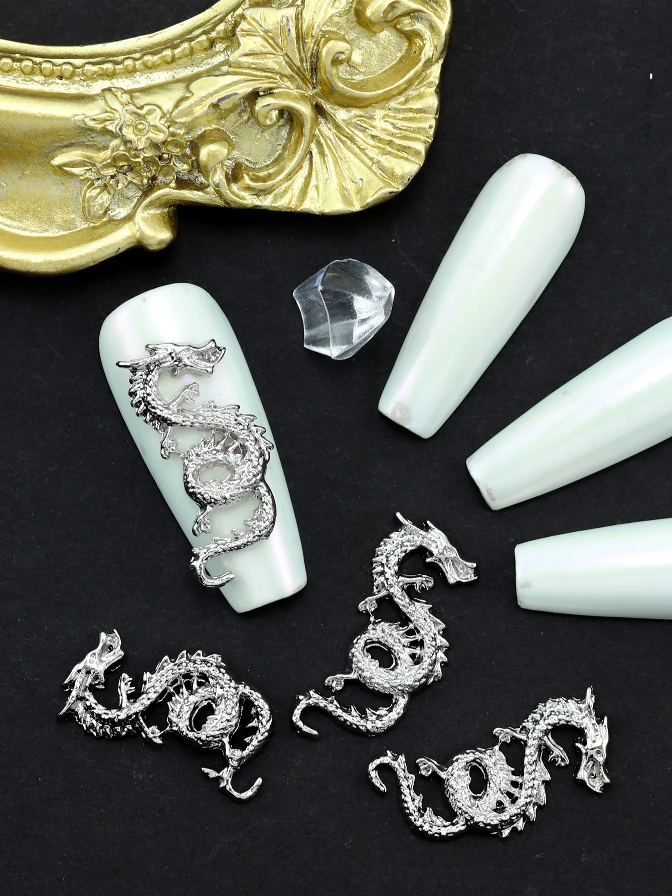 20pcs Nail Art Nail Charm Nail Accessories Y2K Retro Exquisite Luxury Dragon DIY Nail Salon, Nail Technician, Phone Case