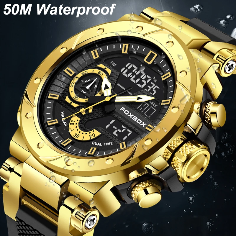 LIGE Military Men Sports Army Watches Fashion Big Dial Analog Digital Quartz Waterproof Men\'s Wrist Watch For Man Montre Homme