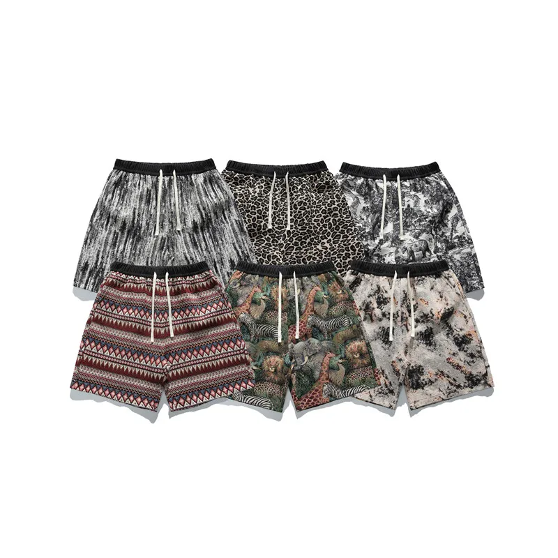 

Sports Drawstring Pocket Printed Loose Casual Five-point Spring Summer Shorts Men's Fashion New Beach Shorts