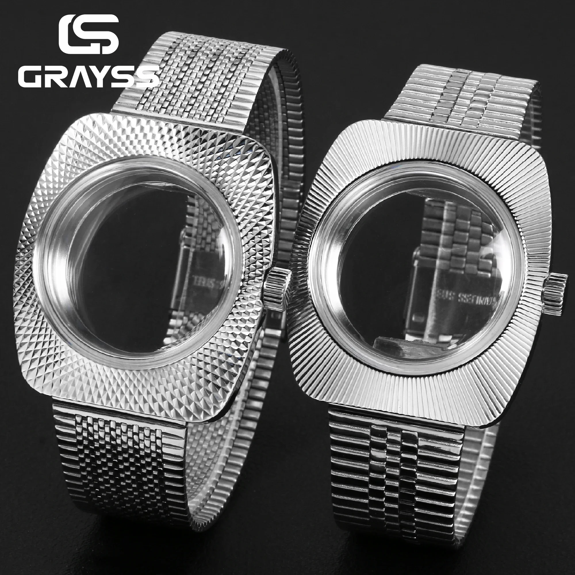 Classic Retro Style Watch Case Double Domed Glass Accessories Stainless Steel For SKX NH35/PT5000/MIYOTA8215 Movement