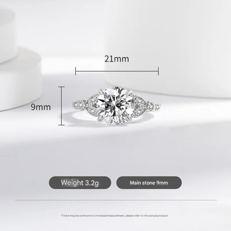 925 فضة خاتم تقليد مويسانيتي الأبيض الزركون خاتم المرأة موضة بسيطة حفلة عيد ميلاد مجوهرات الزفاف هدية #5