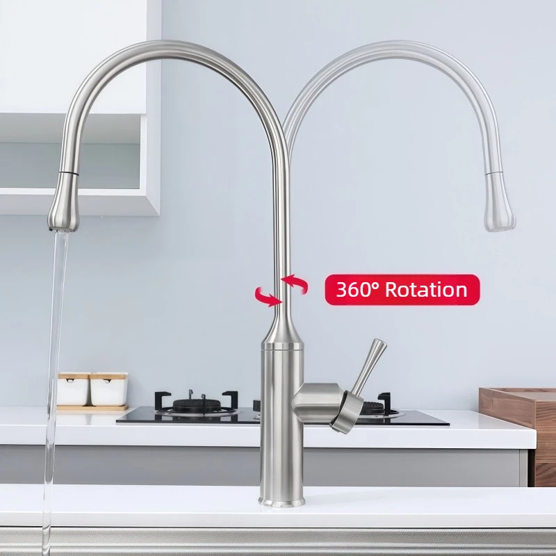 Two Types of Pull-Out Faucets for Kitchen Sinks, Hot and Cold, Rotatable and Extendable Kitchen Faucets