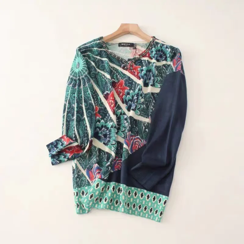 Foreign trade original single Spanish new crew-neck pullover thin knit sweater base shirt