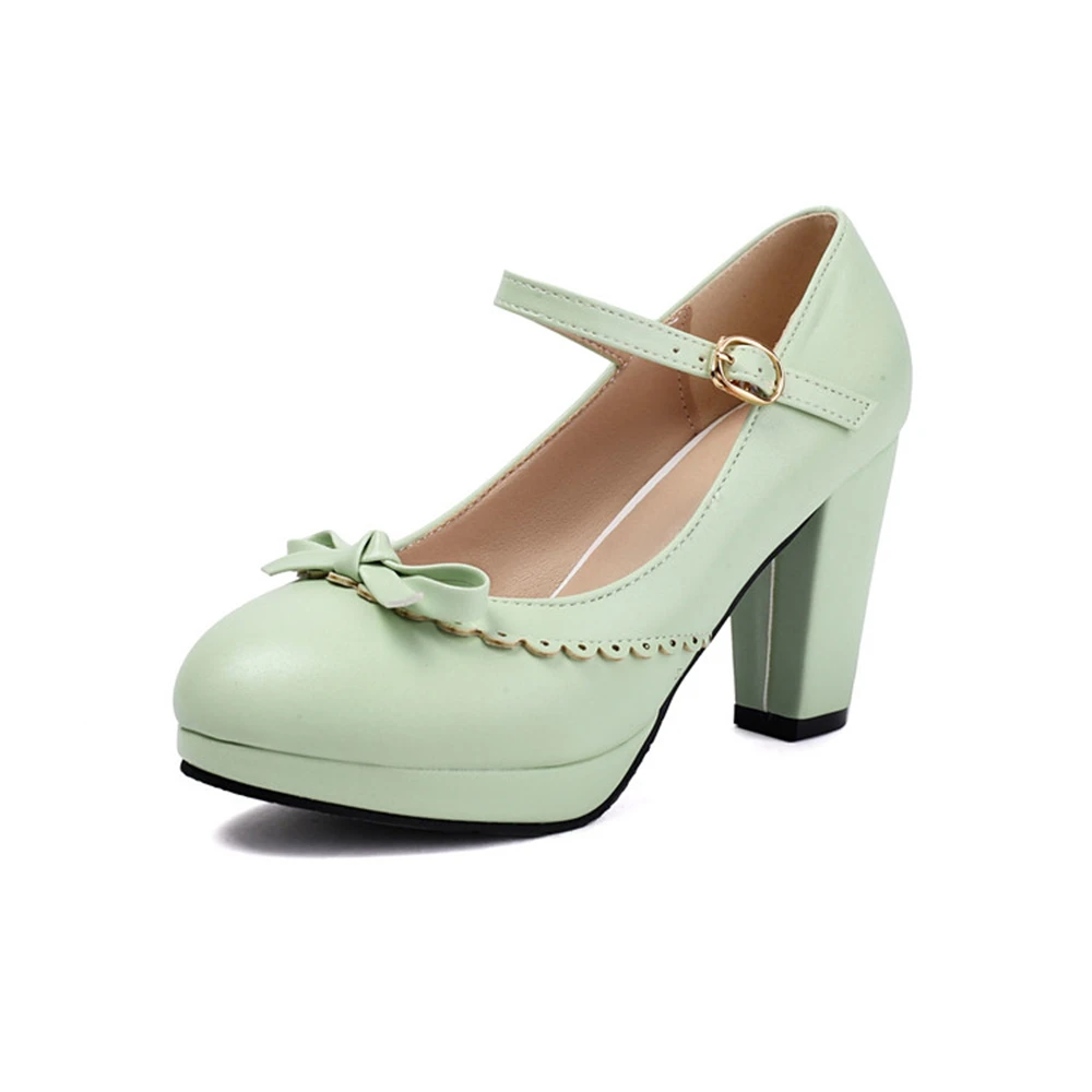 

Women Kawaii New Fashion Coarse Heel Mary Jane Rock High Heels Waterproof Platform Cute Office Sweet Party Bridal Shoes 3-28