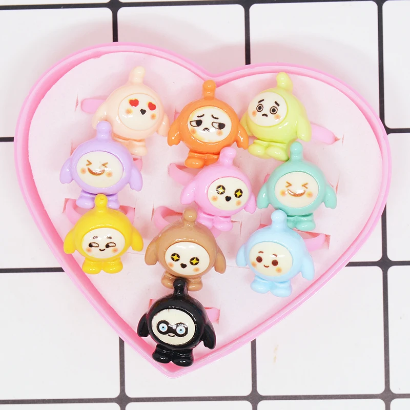 10/20pcs Kawaii Eggy Party Cartoon Ring Kids Girl Ring Children Baby Jewellery Party Supplies Decoration Toy Gifts