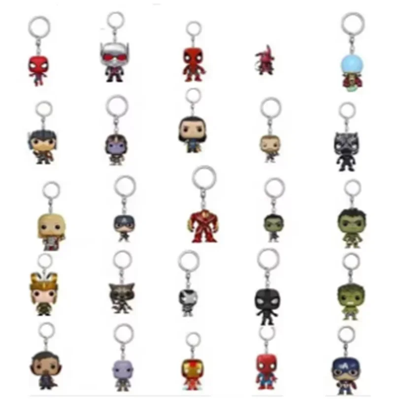 Figuras de Acción Funko de los Vengadores, Iron Man, Spiderman, Hulk, Llaveros Coleccionables, Colgantes para Bolsos, Juguetes y Regalos para Niños