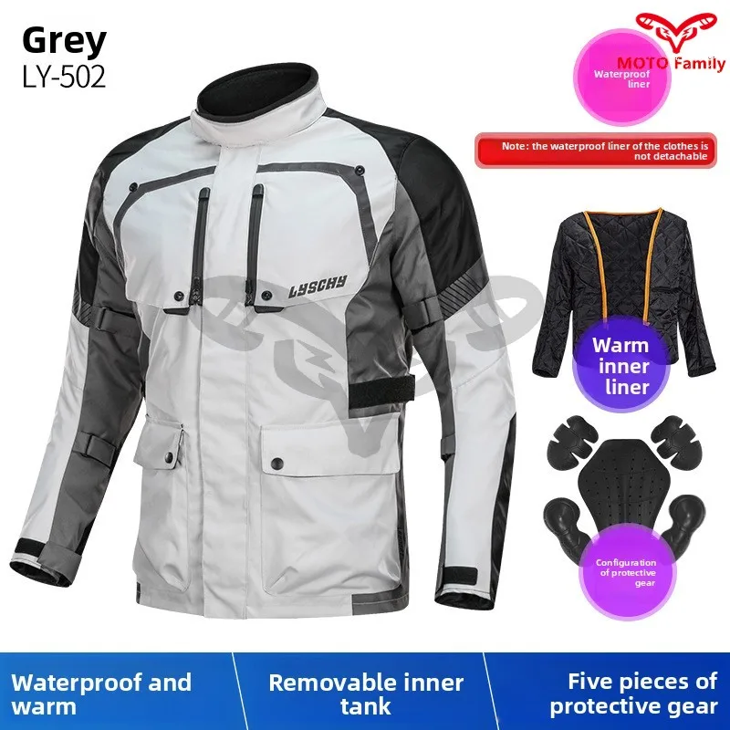 ชุดขี่มอเตอร์ไซค์สำหรับผู้ชาย ชุดแข่งรถมอเตอร์ไซค์ ระบายอากาศ กันน้ำ แจ็คเก็ตกันกระแทก ชุดใส่ขี่มอเตอร์ไซค์สำหรับผู้ชาย อุปกรณ์สำหรับ 4 ฤดู