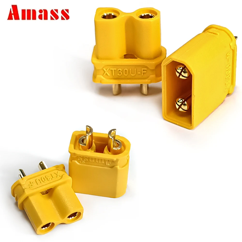 Amass XT30U Vergoldeter Steckverbinder Männlich Weiblich Bullet-Stecker für RC Drohne Lipo Akku ESC