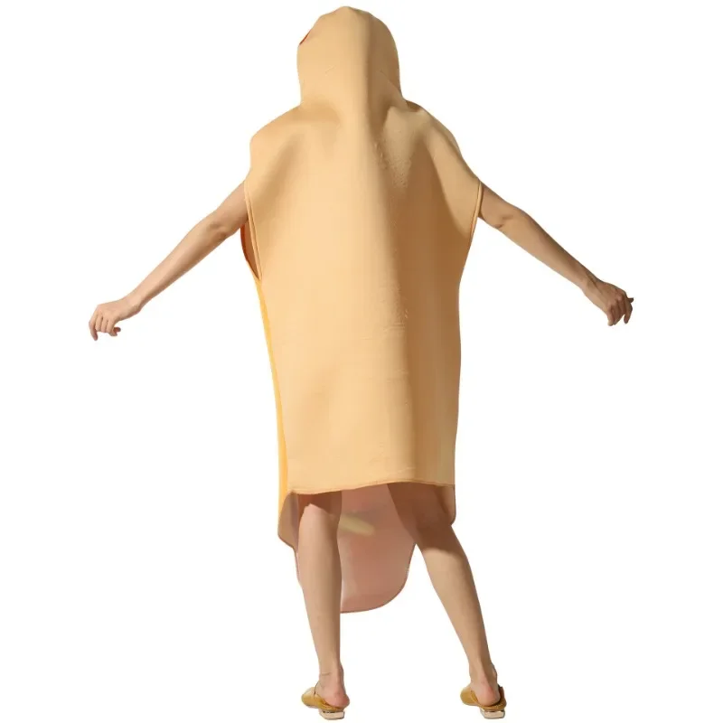 Funny Hot Dog Cosplay Costume Full-Body Pajama Unisex Adult Onesie Jumpsuit for Halloween Carnival Party Stage Performances