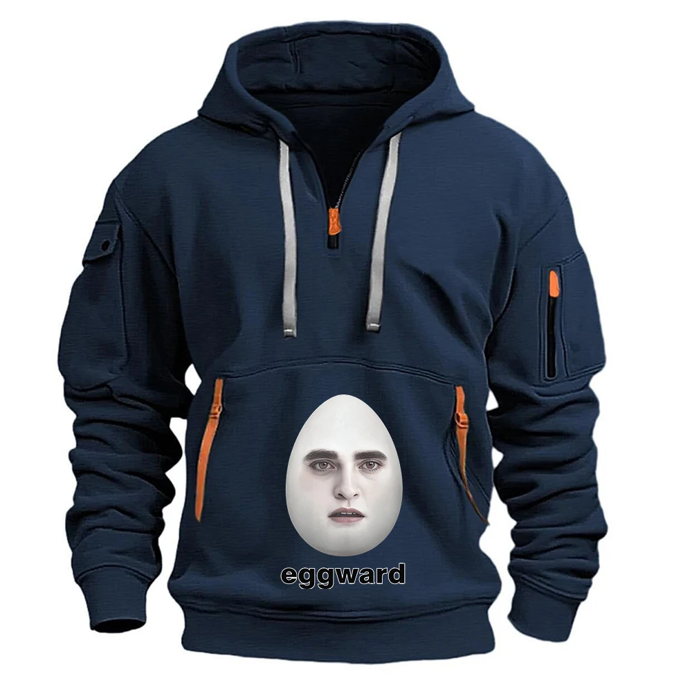 Hot Twilight Eggward Funny Logo Print 2026 Spring And Autumn Men's Creative Graphic Personality Hoodies Sweatshirt Coat view 3