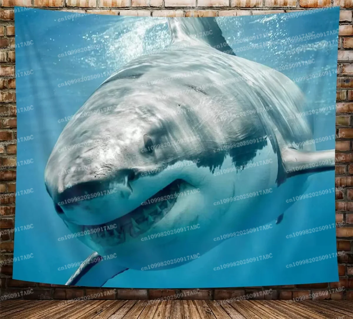 المحيط ديكور فني للمنزل فكي القرش Tusk Keenness Predation نسيج المنزل في نسيج تحت الماء الجدار الشنق غرفة المعيشة ديكور النوم #3