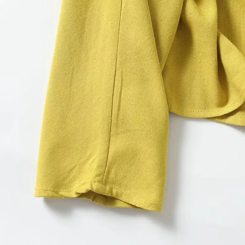 Jenny&Dave 40%Linen 60%Viscose Round Neck Shirt Hollowed Blouse Women Blusas Mujer De Moda Out Casual Minimalist Top