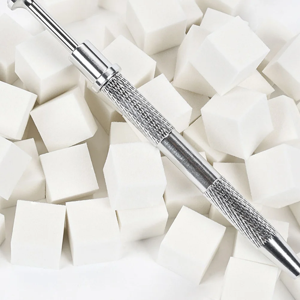 

1Set Nail Sponge for Manicure Color Fade Latex Stainless Steel Soft Texture Non-Slip Grip Small Size Easy Storage Nail Art Tool