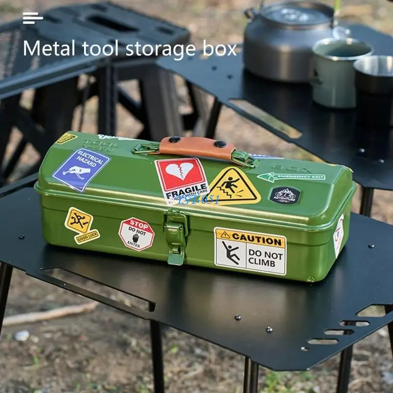 

E15A Portable Metal Carrying Box with Fun Stickers for Outdoor Organizing Tool
