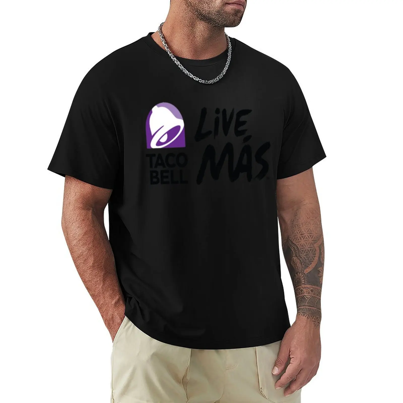 

taco bell black live mas T-Shirt Big and Tall Crew Neck Tee