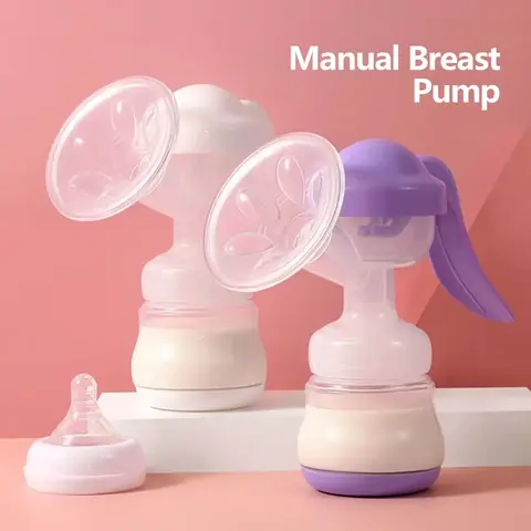2 and 1 manual breast pump and baby bottle food grade PP, safe breast pump with pacifier, portable travel, practical gift