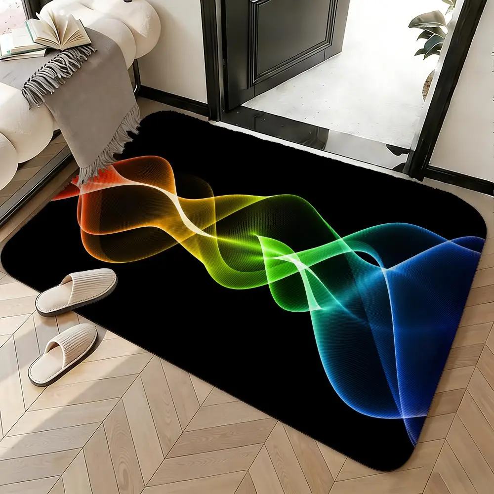Soft Absorbent Non-Slip Rug Effect Smoke Waves Rays Light Floor Mat Home Decor Doormat Bedroom Floor Mat Shower Carpet