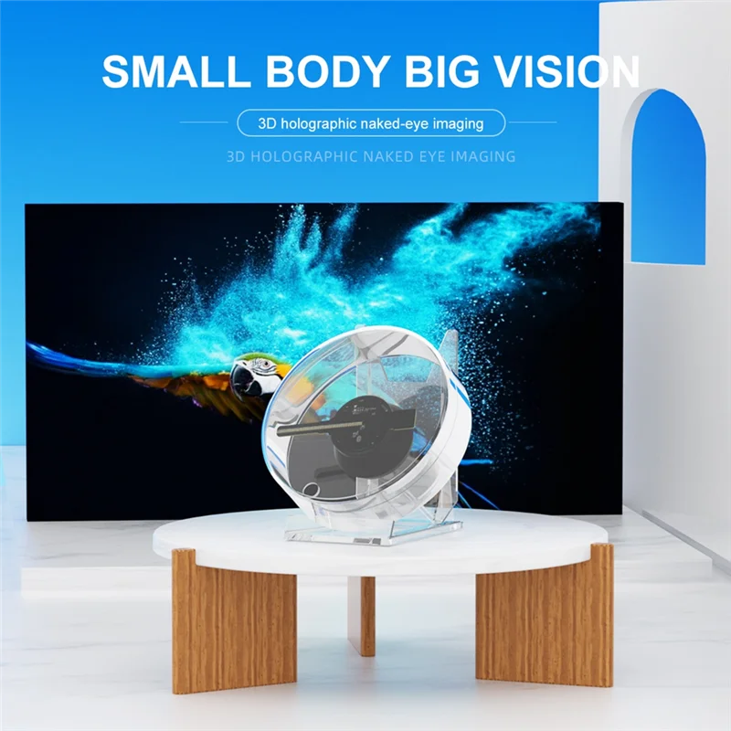 3d Ventilator Hologram Projector Desktop Led Teken Holografische Lamp Speler Op Afstand Display Ondersteuning Afbeeldingen En Video