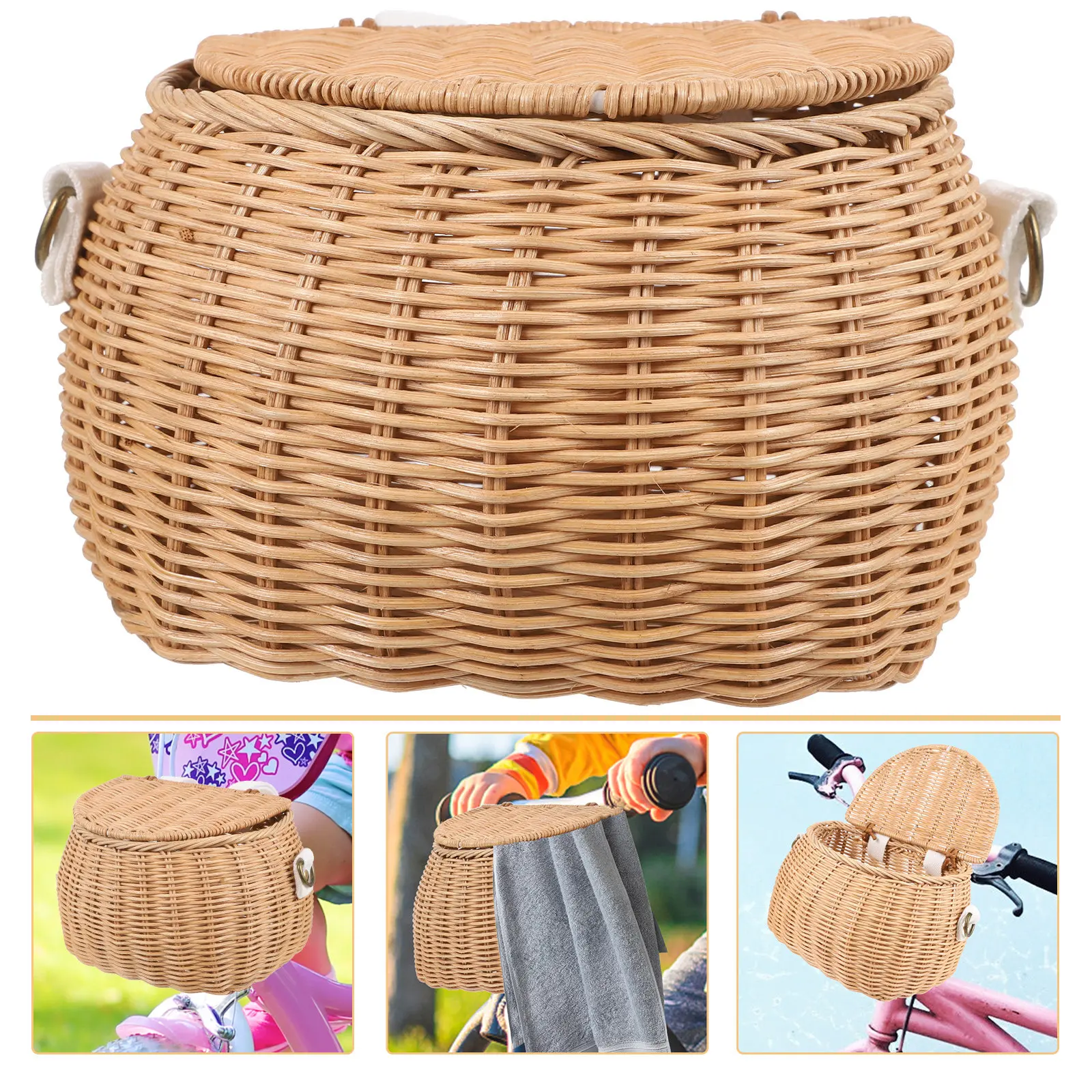 

1Pcs Bike Rattan Basket Front Storage Practical Bike Accessories Easy Installation Durable Storage Basket