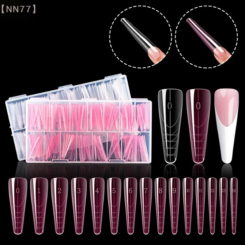 アクリルネイルシェイプ,150個,内部にエッジがあり,完全にカバーされており,エクステンション用のクイック構造型,偽のネイル用