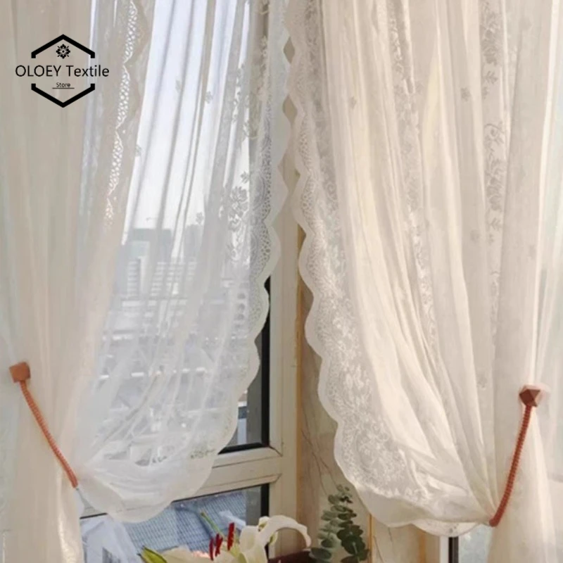 

Dome Shaped Sheer Curtain French Arched Doorway Lace Voile Drapes for Walk in Closet Window Elegant Light Filtering Romantic