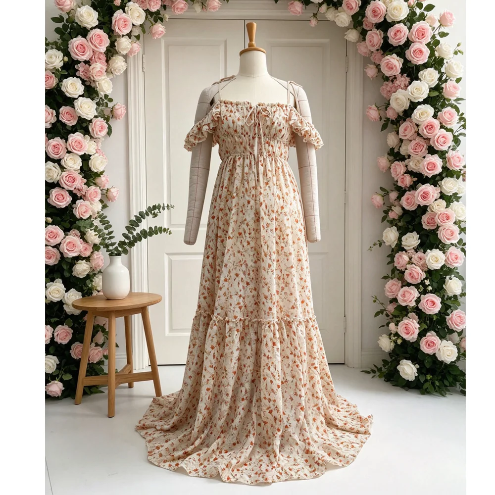 with-printed-embroidery-chiffon-maternity-dress-photoshoot-off-shoulder-suspender-maternity-outfit-baby-shower-outfit