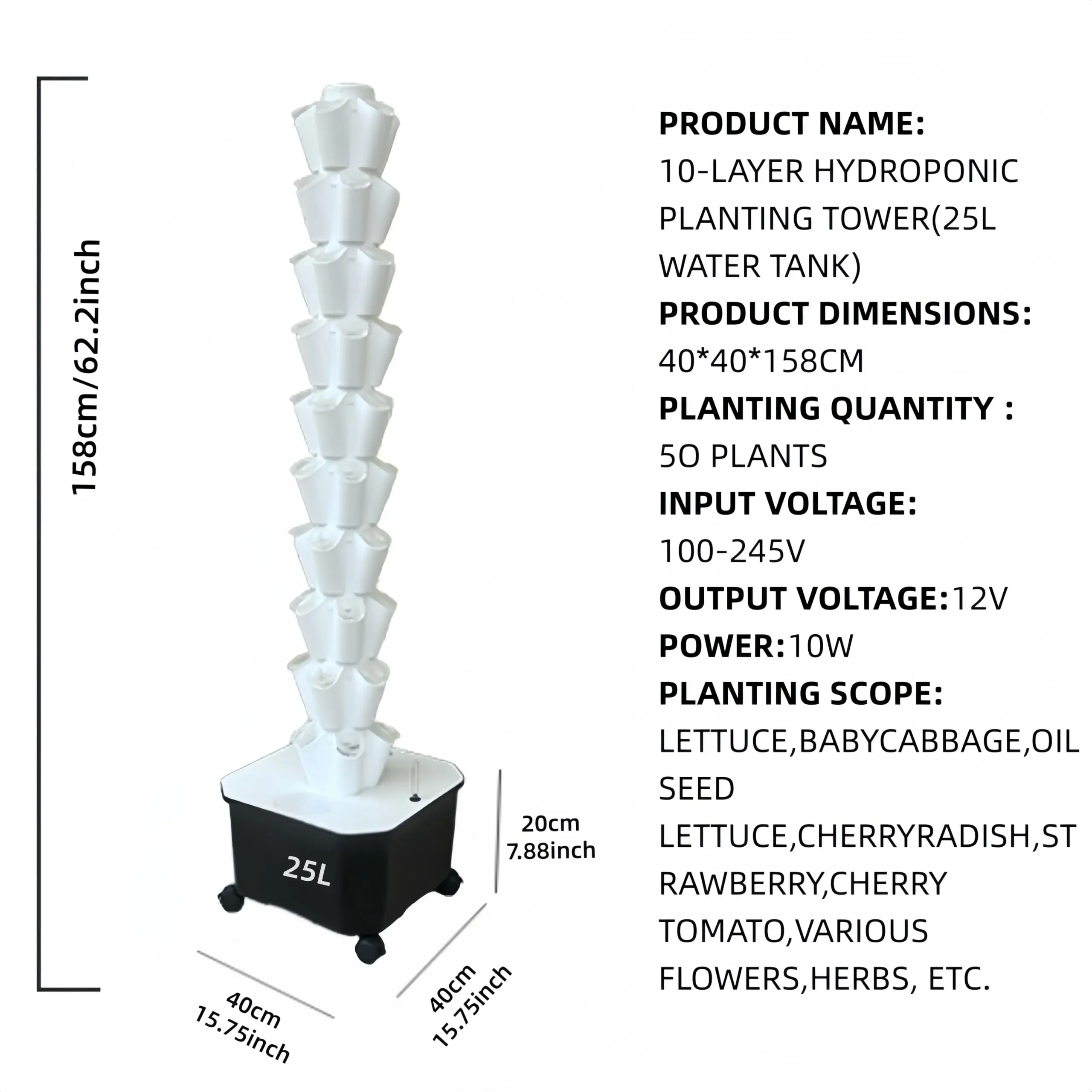 26895-e820ed.jpg Hydroponic Growing System Kit Premium 50-Hole Aeroponic Vertical Tower Pump Mobile Water Tank