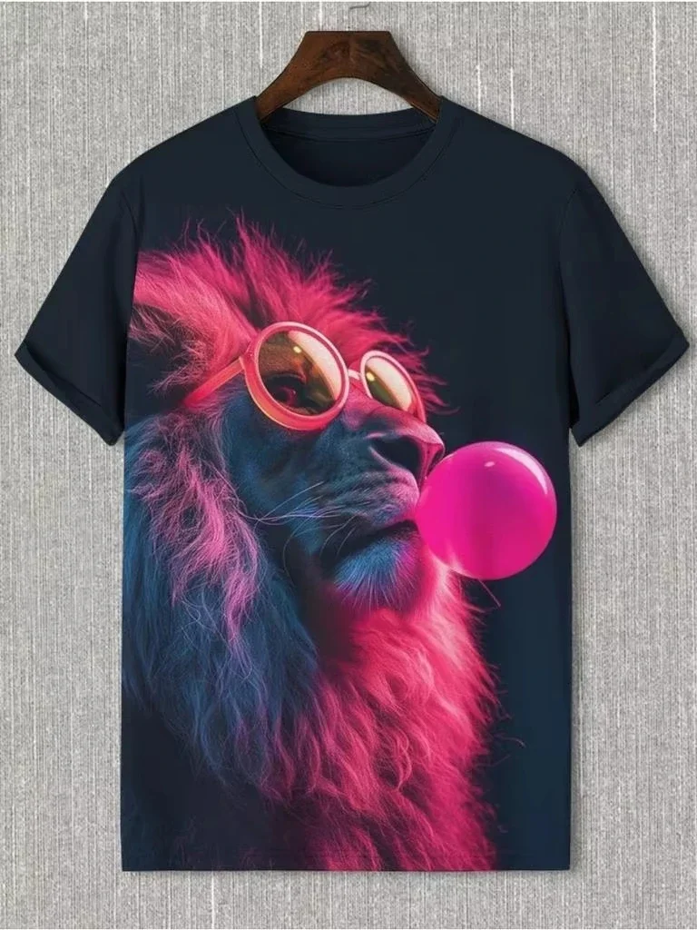 Cute Animal 3D Print T-shirt Men Women Multiple Patterns Available (Raccoon/Fox/Lion) Couple Street Oversized O Neck Casual Tees