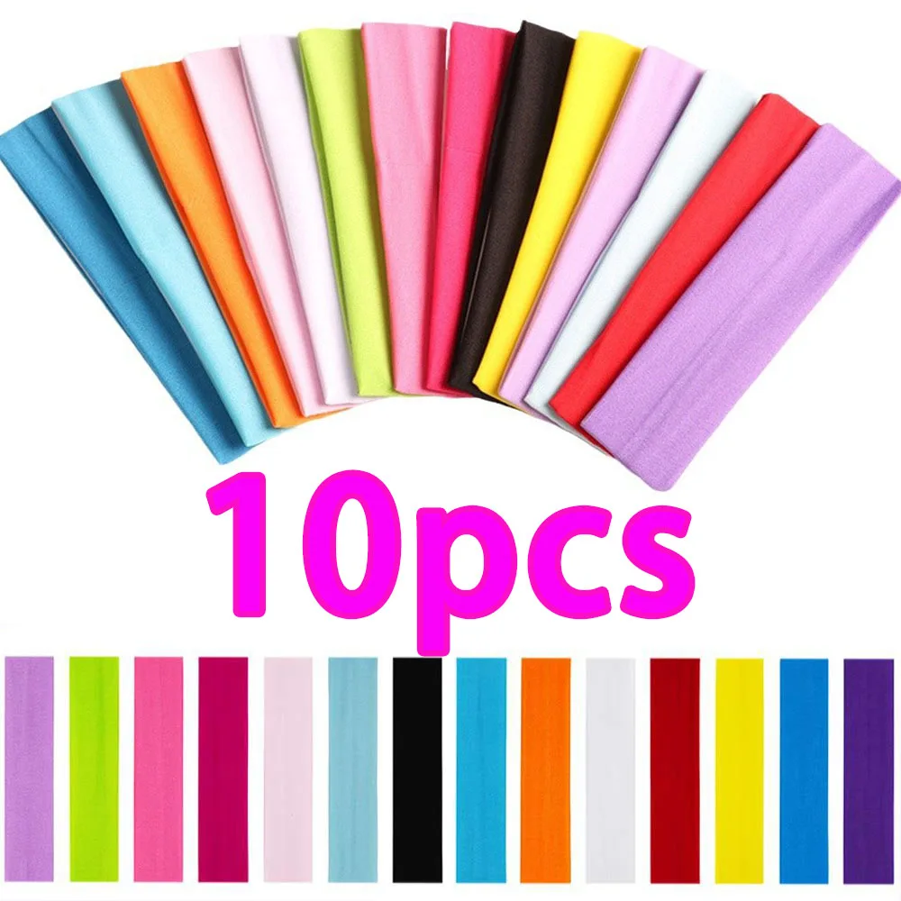 10 Pcs Elastic HairBand Fashion Headbands For Women Solid Color Sports Running Fitness Yoga Hair Bands Makeup Hair Accessories