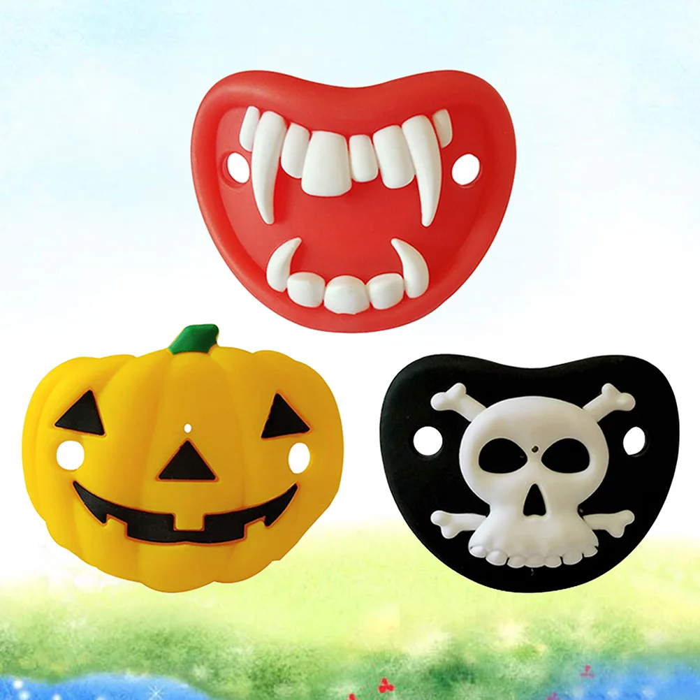 

3 Pcs Premium Silicone Halloween Pacifier Novelty Dummy 0 6 Months Teether Silicone Baby Care Tool Infants Gift Fun Calming Baby