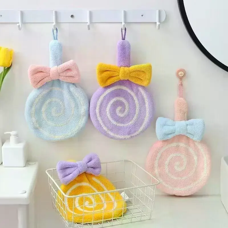 

Полотенце для рук с героями мультфильмов, мягкая впитывающая коралловая бархатная ткань с вышивкой, приятная для кожи ткань из микрофибры для леденцов для кухни, ванной комнаты