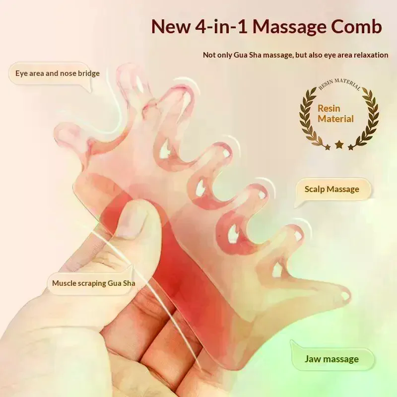 /JCS/Head Massage Comb Meridian Scalp Resin Scalp Massage Comb Head Unblocking Face Nose Massager Guasha Tools 4 In 1
