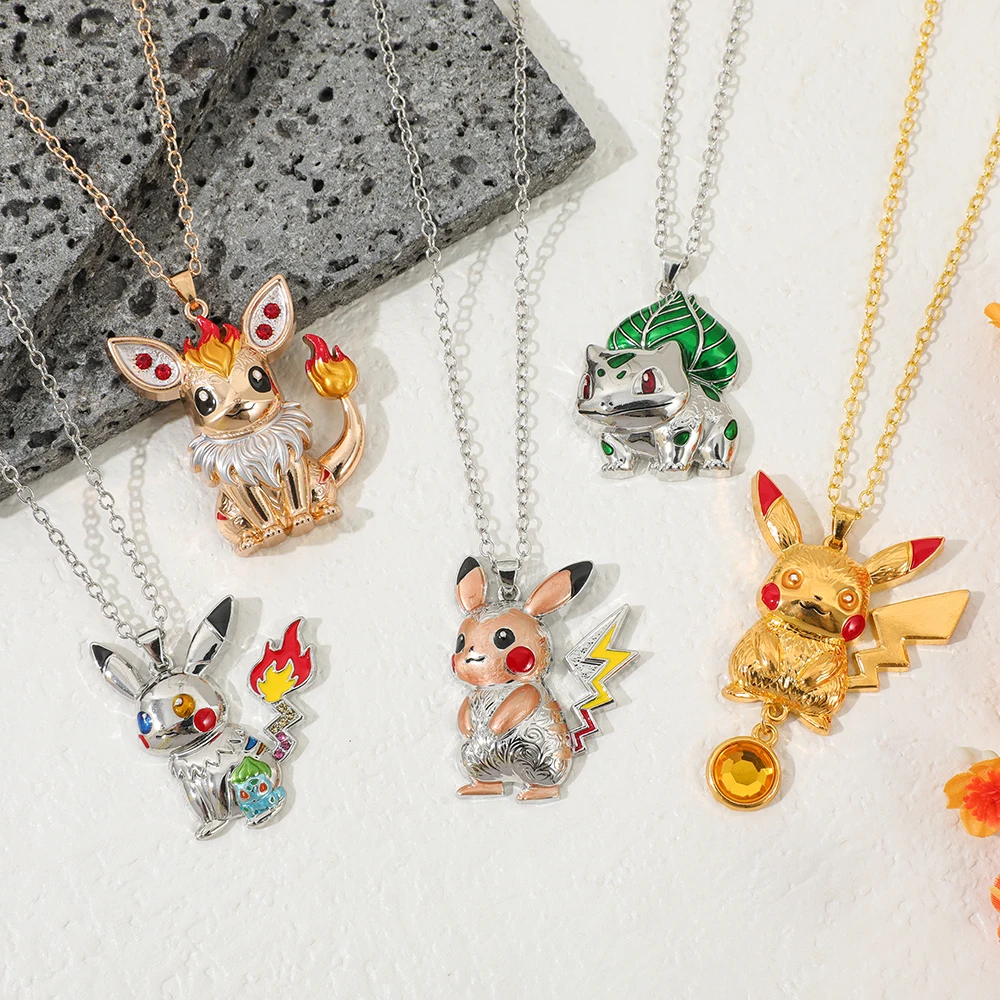 Anime Chibi Charmander & Bulbasaur Pendant Necklace
