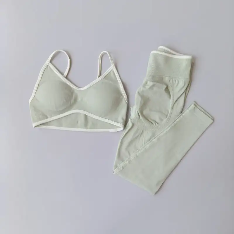 Seamless 2PCS Legging Sets Women's Strappy Sports Bras and Leggings High Waist Fitness Sculpt Leggings Running Pants Gym Suits - Image 9