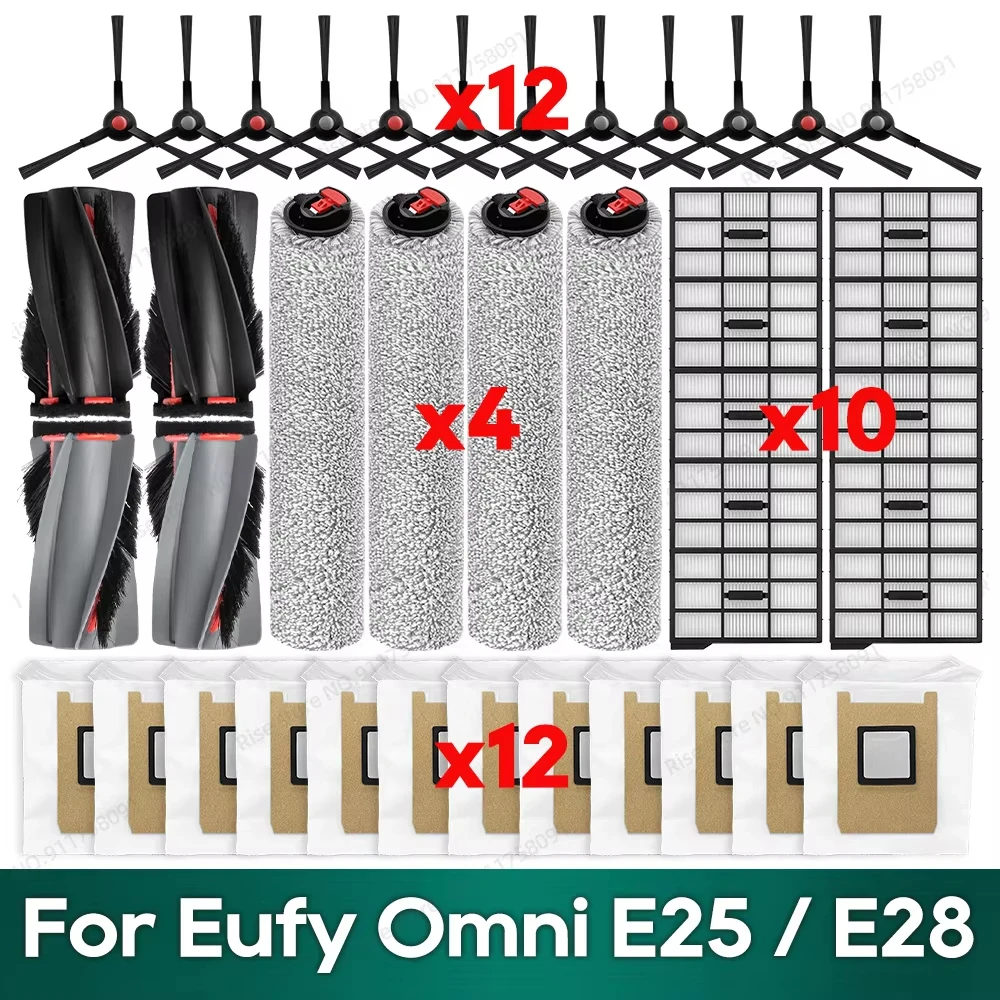 Kompatybilne akcesoria do Eufy Omni E25 / E28: szczotka główna, filtr, worek na kurz, rolka, mop — 2