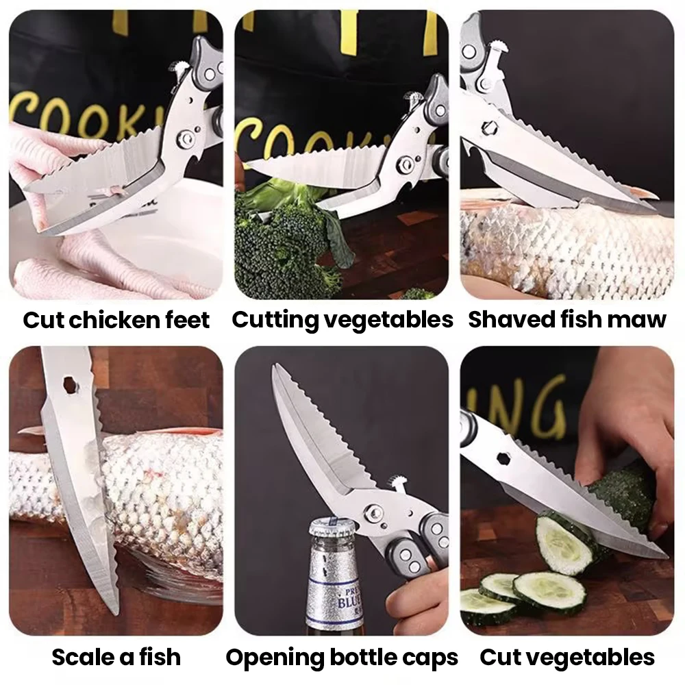 Kitchen scissors 304 stainless steel multi-functional cutting chicken duck goose bone special strong chicken bone scissors