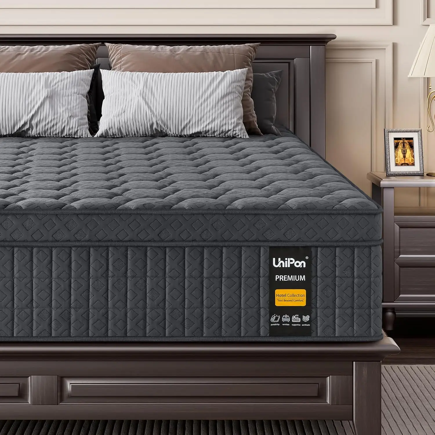 14 inch Firm Mattress Queen, Hybrid Mattress with Back and Lumbar Hip Support, Fiberglass Free, 365 Nights Trial,, Customized