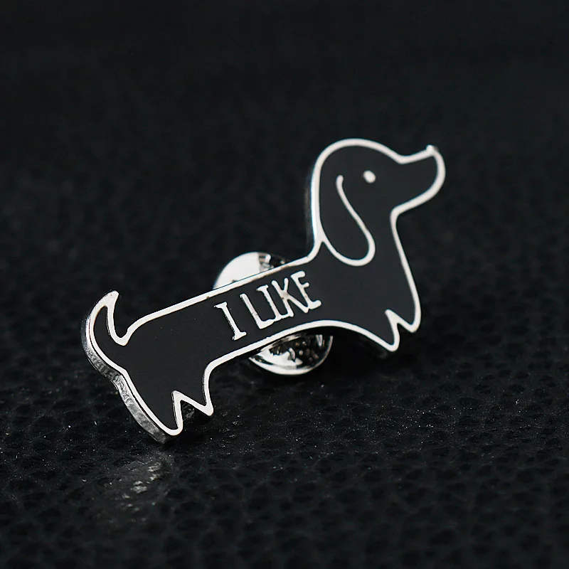 Animal Dog Brooch I LIKE Dachshund Dog Lapel Pin Cute Women Men Bag Pins Accessories Metal Colar Gift image 2