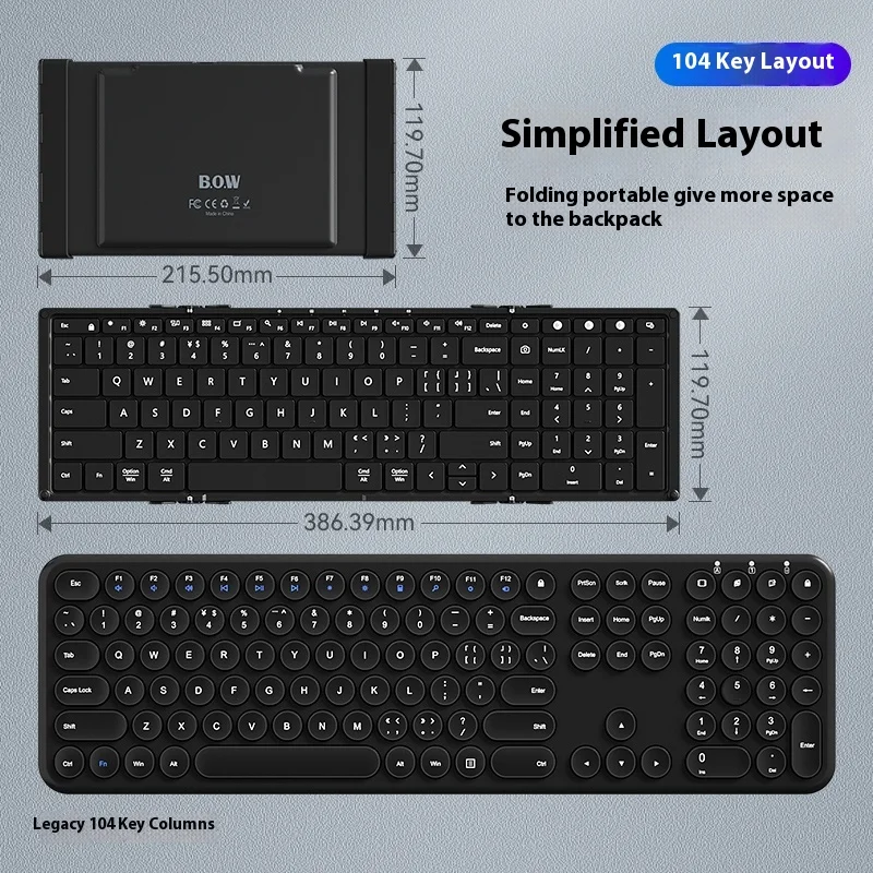 YOAINGOLarge folding wireless Bluetooth keyboard Suitable Laptops Hua wei Phones Tablets IPads Support ergonomics Halloween Gift