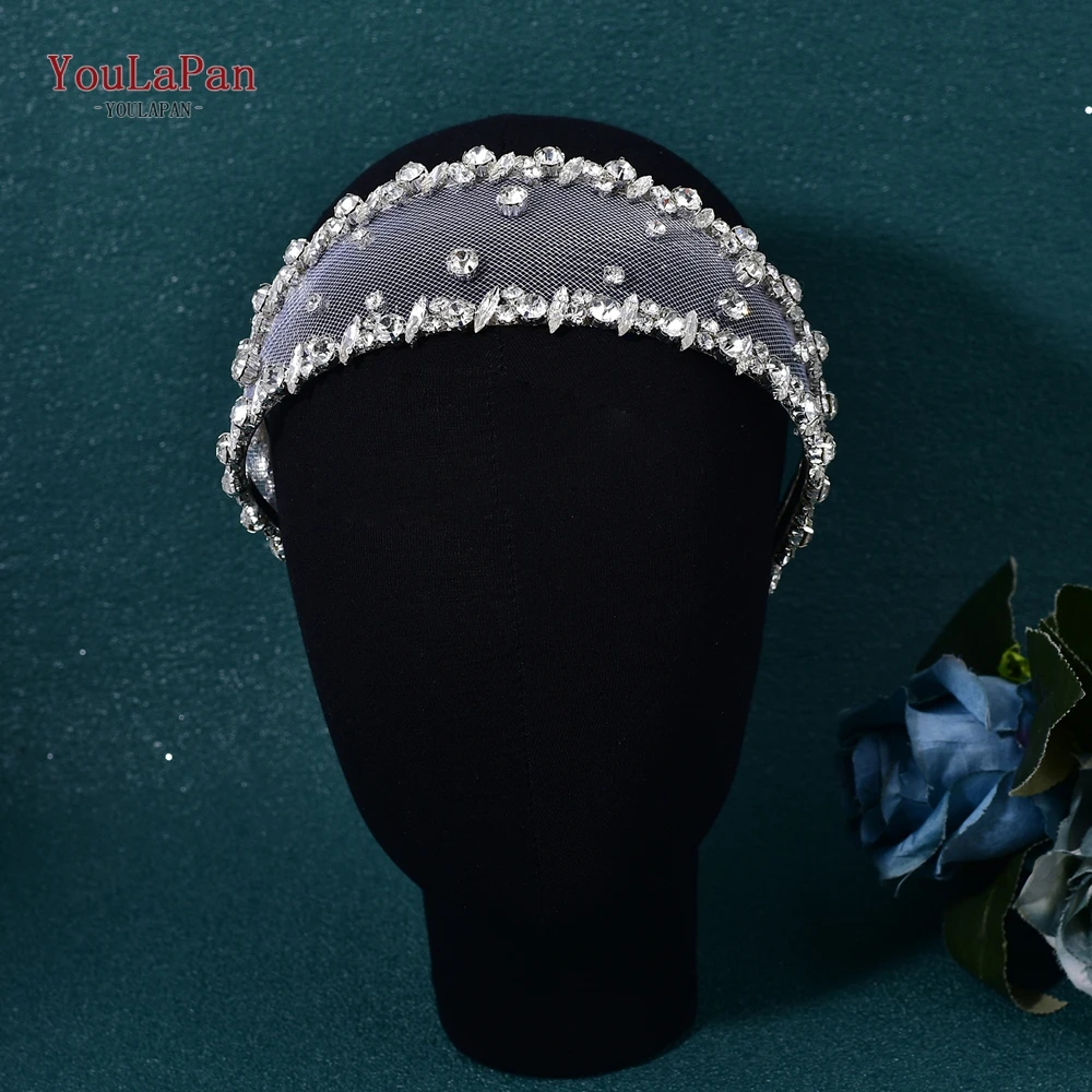 YouLaPan-Diadema para el pelo con diamantes de imitación para mujer, tocado elegante de Color plateado para novia, adornos para fiesta, HP650