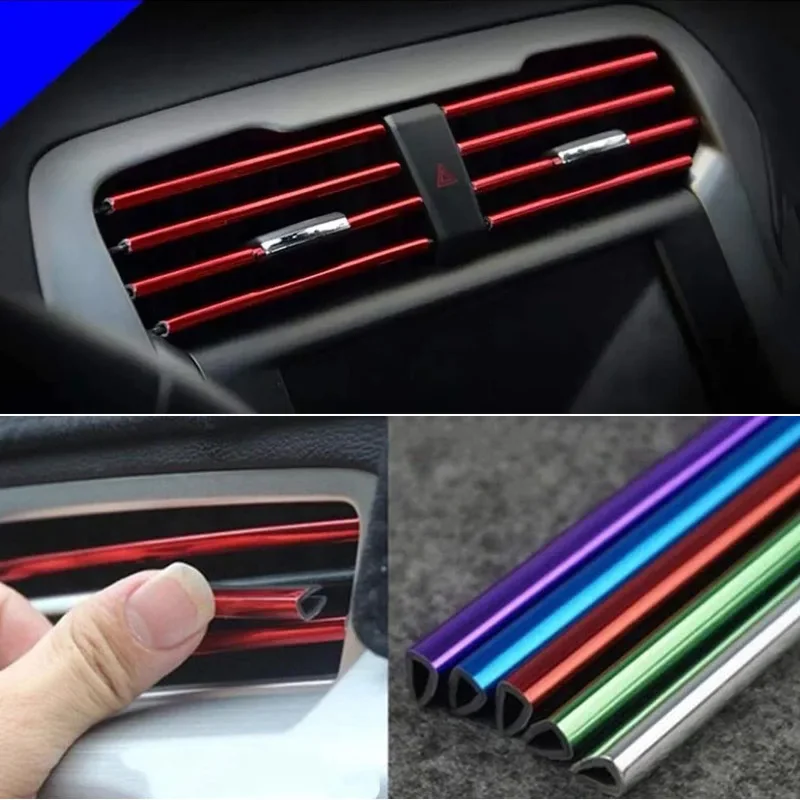 10 Pcs Car Air Vent Grille Decoration Trim Sticker U Style Air Conditioner Outlet Decoration Strip Car Decoration