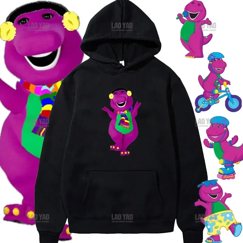 

Barney (Barney & Friends) Series Cartoon Long-sleeved Sweatshirt Fall Warm Fashionable Street Hooded Jumper