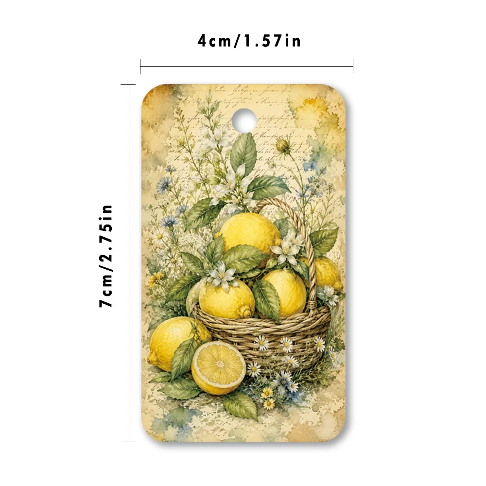 40pcs, Gift Tags, Vintage Watercolor Lemon Art, Hanging Paper Labels for Gift Wrapping, Holiday Party Decor with String