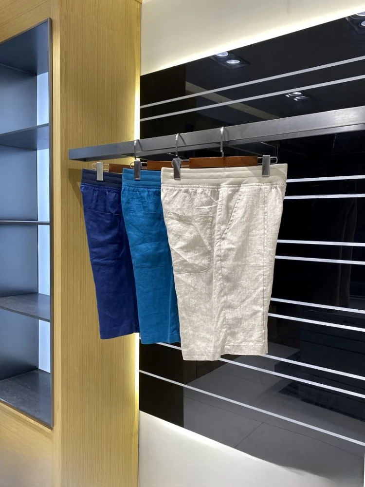 Comfortable Lazy Style! 100% Linen! Cool Sensation Breathable! Summer Men's Outdoor Skin-friendly Versatile Casual Shorts