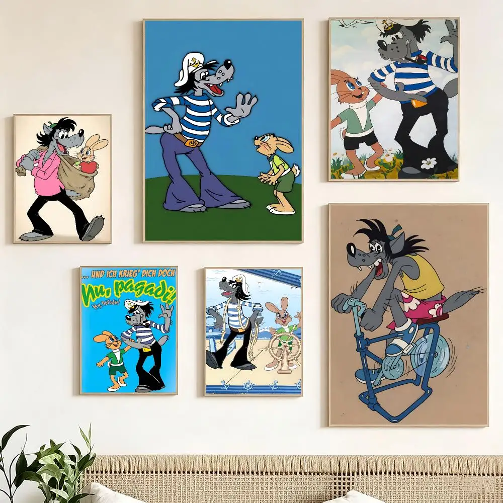 Cartoon Nu Pogodi Poster impermeable para el hogar sala de estar dormitorio bar decoracion estetica