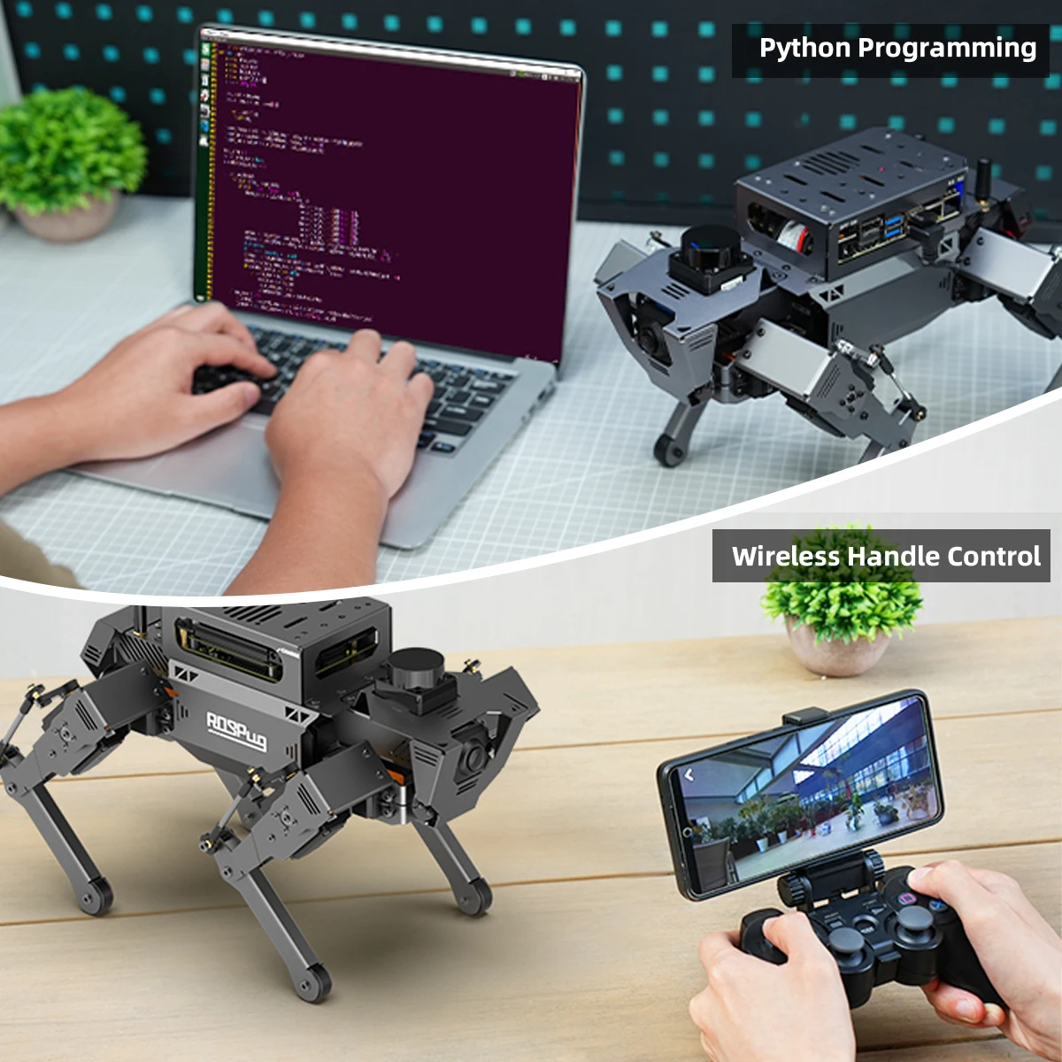 GOOD Hiwonder ROSPug Quadruped ROS Robot Dog Powered by Jetson Nano Lidar Tracking Mapping Navigation Education Robotics Kits