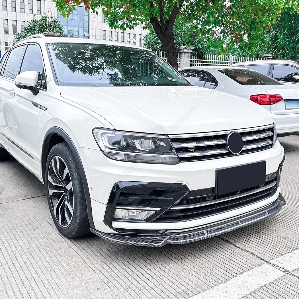 3PCS Front Bumper Splitter Lip For VW Volkswagen Tiguan MK2 R-Line 2017-2020 Spoiler Diffuser Chin Body Kits Gloss Black Tuning