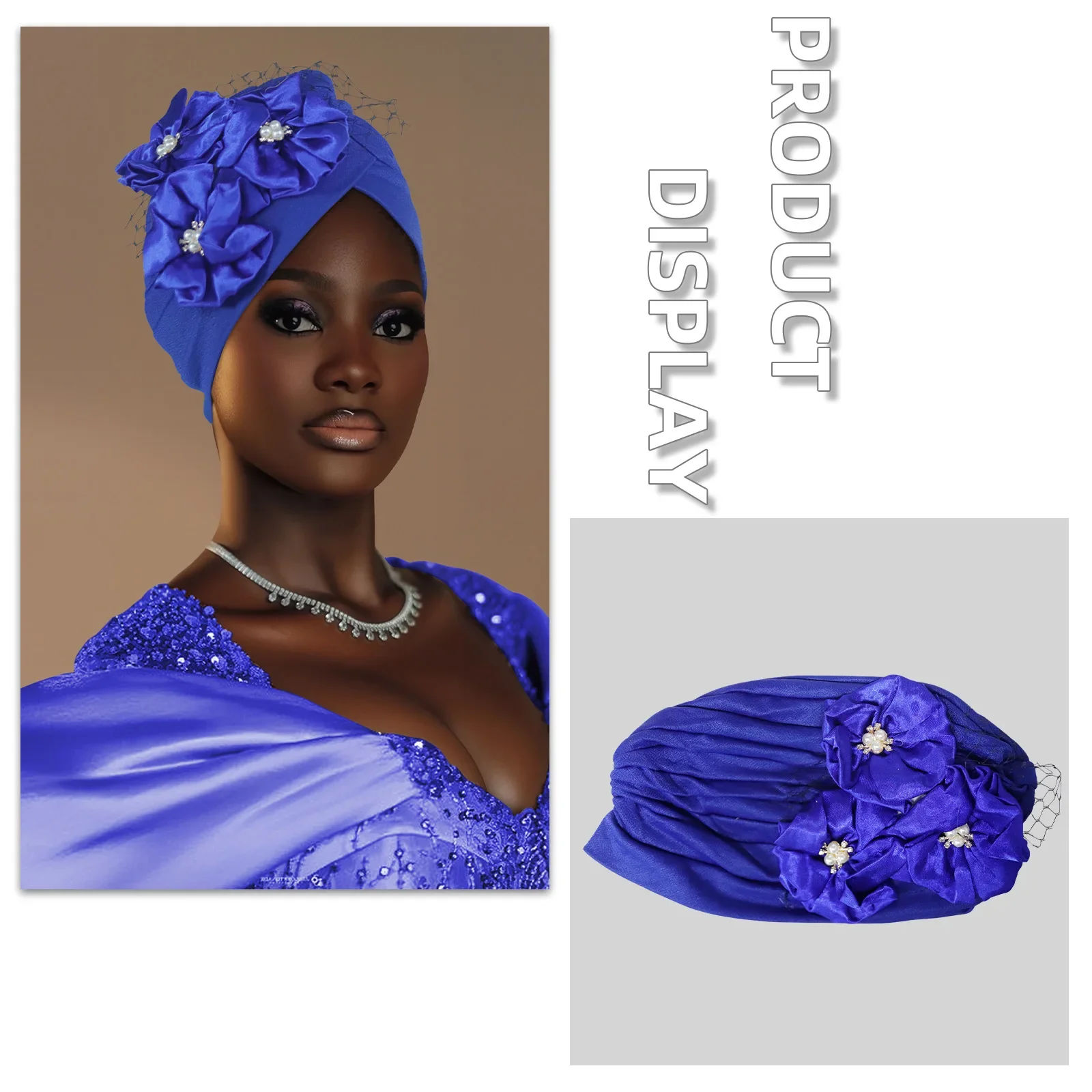 

Nigeria Wedding Party Headwear Flower Turban Cap for Women Muslim Hijab Headscarf African Geles Headties Bonnet Head Wrap Hat