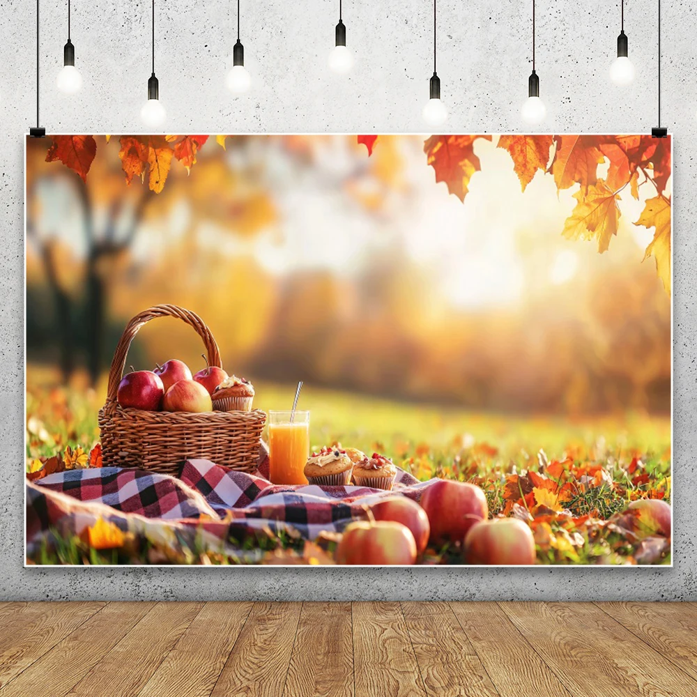 Fall Harvest Fruit Pumpkin Photography Background Straw Stacks Wheat Thanksgiving Farm Decor Birthday Party Backdrop Photo Booth